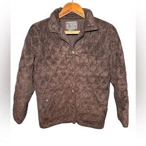 Vintage Lauren Ralph Lauren Faux Suede Diamond Quilted Chore Jacket Petite Coat